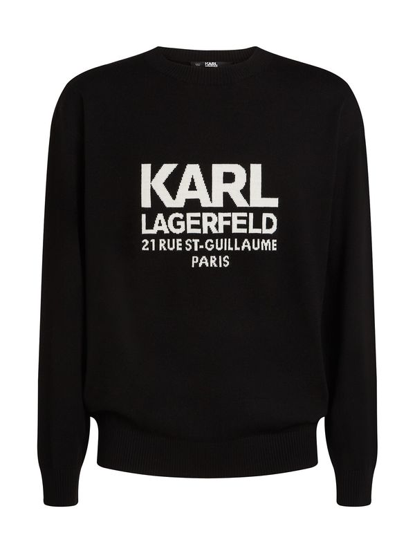 Karl Lagerfeld Karl Lagerfeld Пуловер 'Rue St-Guillaume'  черно / бяло