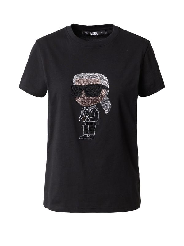 Karl Lagerfeld Karl Lagerfeld Тениска 'Ikonik'  черно / сребърно / прозрачно