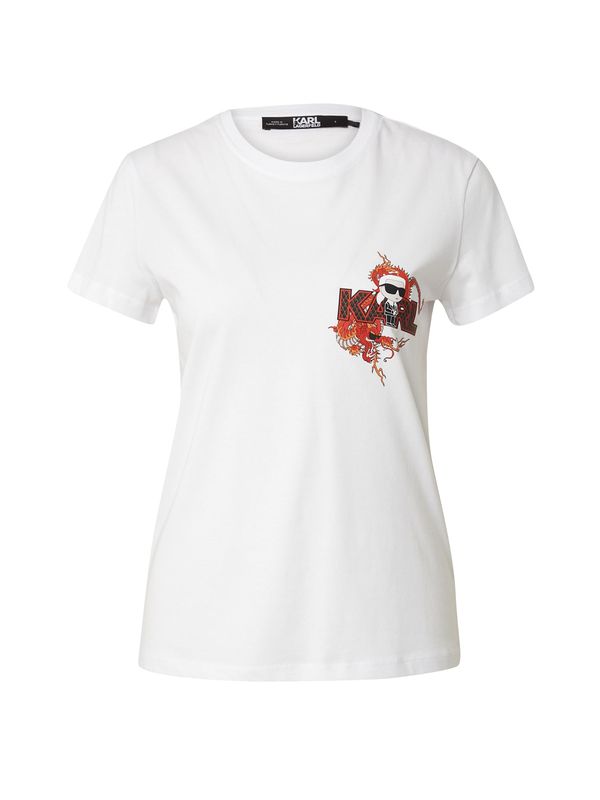 Karl Lagerfeld Karl Lagerfeld Тениска 'Ikonik lny'  оранжево / червено / черно / бяло