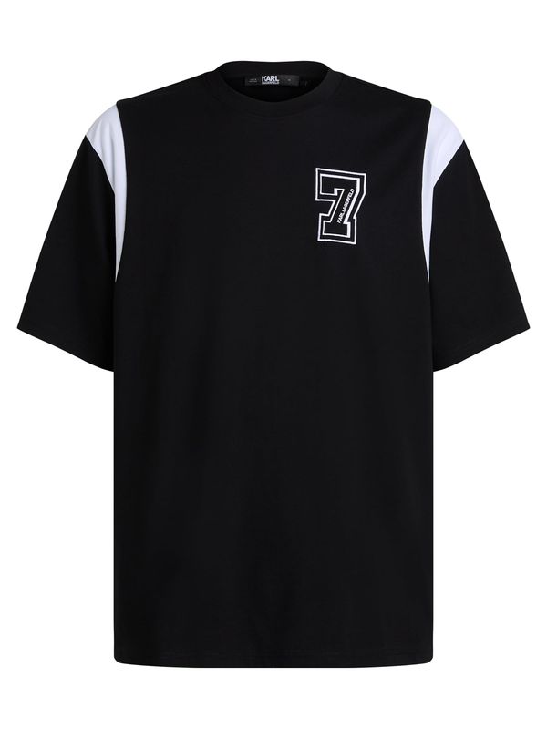Karl Lagerfeld Karl Lagerfeld Тениска 'Varsity'  черно / бяло