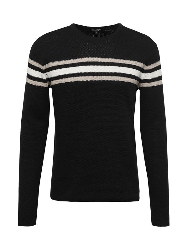 Key Largo Key Largo Пуловер 'BOOKING'  светлобежово / черно / бяло