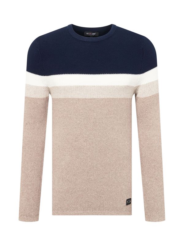 Key Largo Key Largo Пуловер 'HANSI'  цвят "пясък" / нейви синьо / бяло