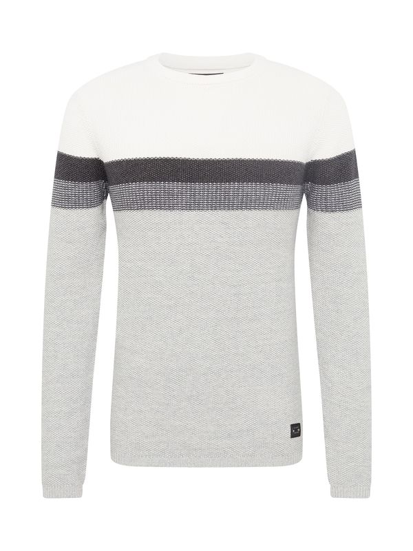 Key Largo Key Largo Пуловер 'Hansi'  сиво / тъмносиво / черно / бяло