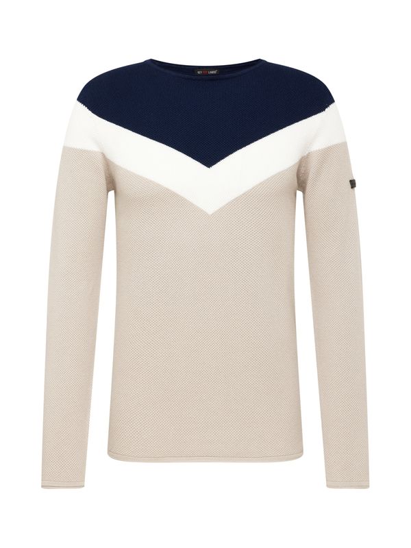 Key Largo Key Largo Пуловер 'RÜDIGER'  светлобежово / нейви синьо / бяло