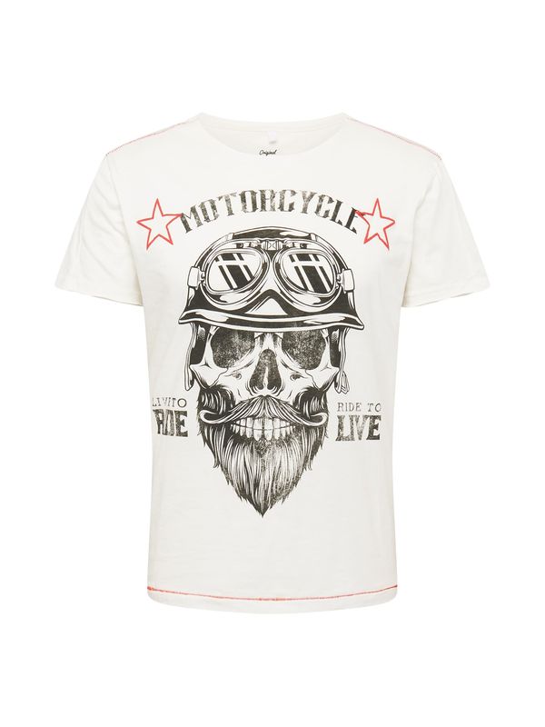 Key Largo Key Largo Тениска 'BEARDED BIKER'  тъмносиво / червено / бяло