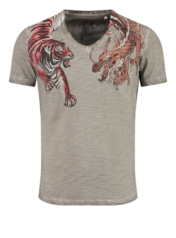 Key Largo Key Largo Тениска 'DRAGON'  сиво / пъстро