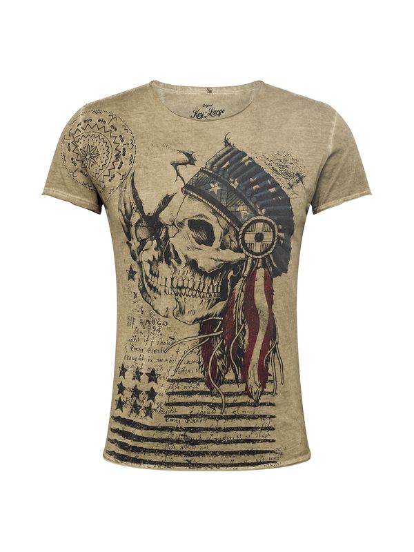 Key Largo Key Largo Тениска 'INDIAN SKULL'  тъмносиньо / маслина / черно