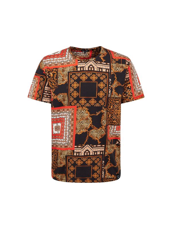 Key Largo Key Largo Тениска 'JAMES'  коняк / тъмнооранжево / черно / бяло