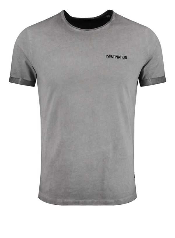 Key Largo Key Largo Тениска 'MT DESTINATION'  сиво / черно