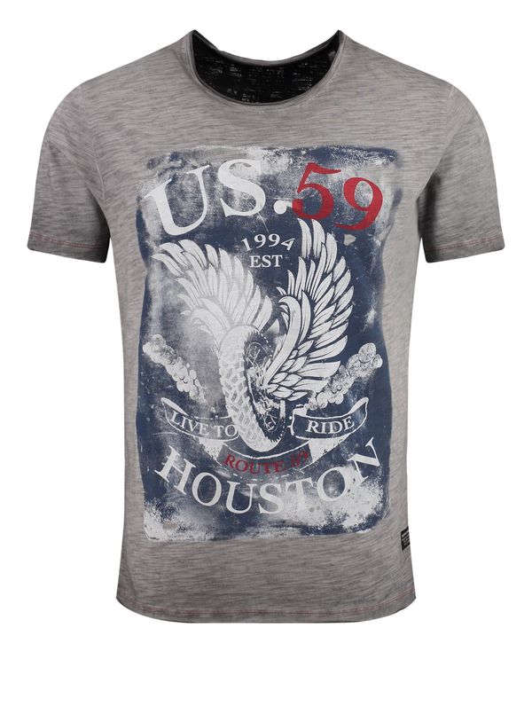 Key Largo Key Largo Тениска 'MT HOUSTON'  сиво / червено / бяло