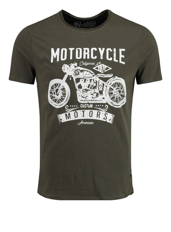 Key Largo Key Largo Тениска 'MT OREGON TRAIL'  зелено / бяло