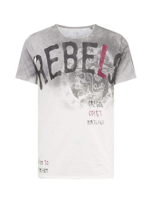 Key Largo Key Largo Тениска 'MT PORTLAND'  сив меланж / боровинка / черно / бяло