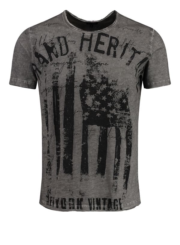 Key Largo Key Largo Тениска 'MT VINTAGE'  сиво / черно