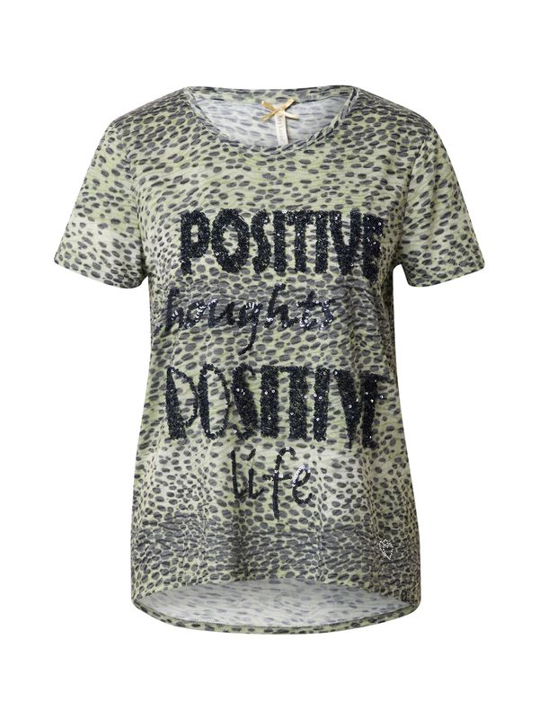 Key Largo Key Largo Тениска 'Positive'  пастелно зелено / черно