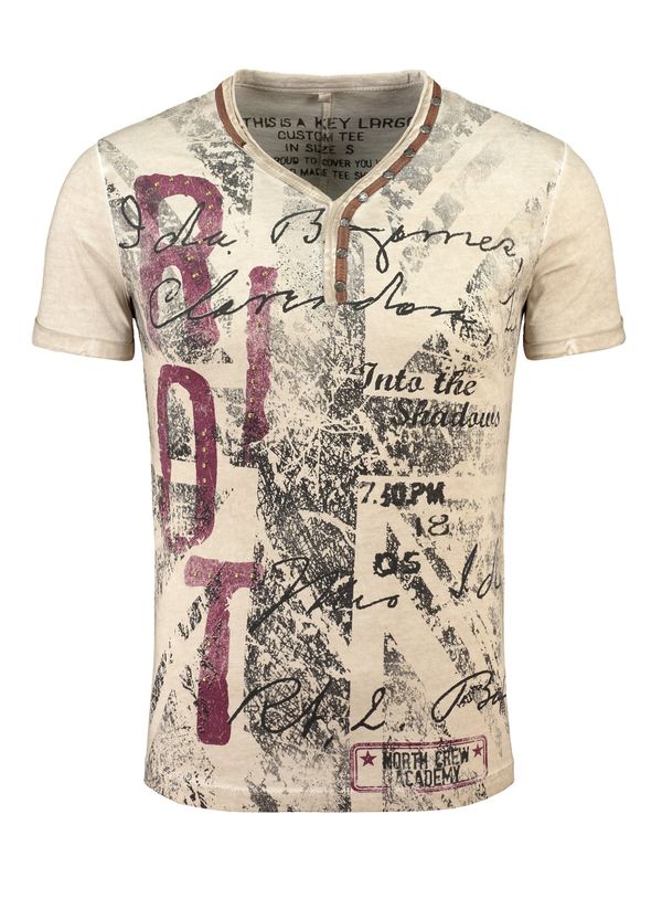 Key Largo Key Largo Тениска 'Riot'  цвят "пясък" / червено / черно