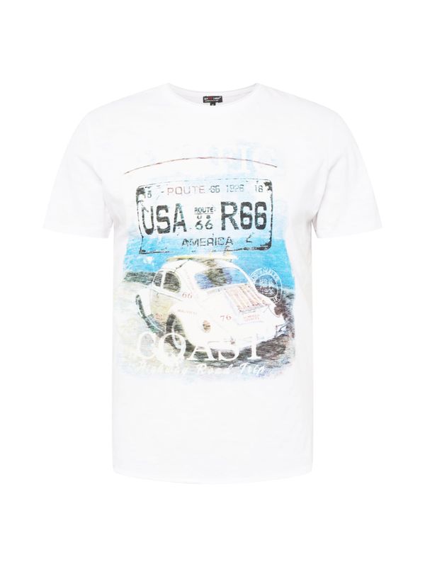 Key Largo Key Largo Тениска 'ROAD TRIP'  лазурно синьо / черно / бял меланж