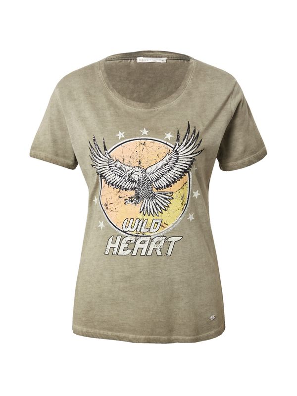 Key Largo Key Largo Тениска 'TWILIGHT'  каки / праскова / черно / бяло