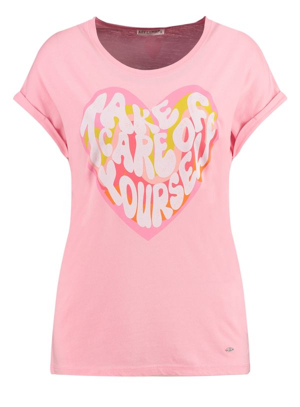 Key Largo Key Largo Тениска 'WT CAREFUL'  оранжево / розово / бяло