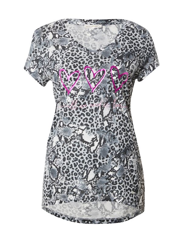 Key Largo Key Largo Тениска 'WT FEELING'  сребърно сиво / фуксия / черно / мръсно бяло