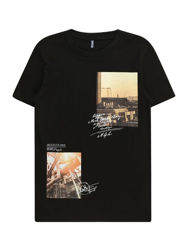 KIDS ONLY KIDS ONLY Тениска 'TOMMI'  цвят "пясък" / светлооранжево / черно / бяло