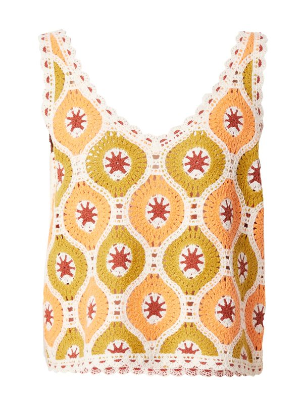 King Louie King Louie Плетен топ 'Janis'  кафяво / маслина / кайсия / мръсно бяло