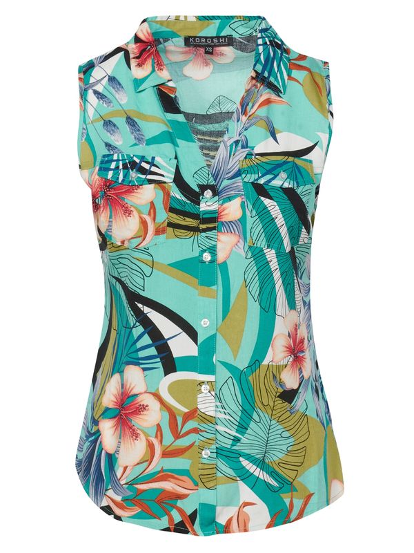 KOROSHI KOROSHI Блуза  аквамарин / зелено / тъмно коралово / черно