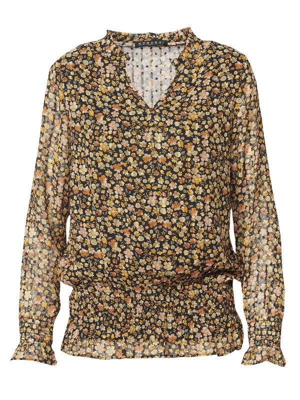 KOROSHI KOROSHI Блуза  бежово / оранжев меланж / черно