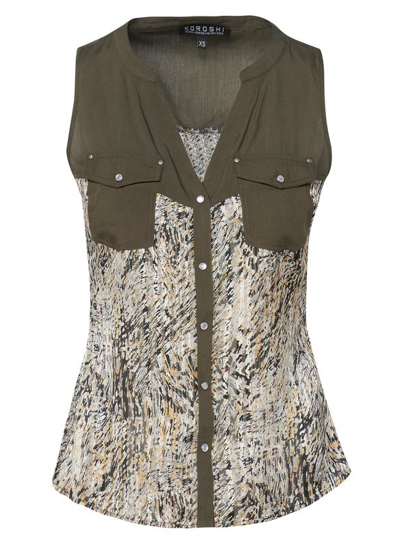 KOROSHI KOROSHI Блуза  цвят "пясък" / шоколад / каки / черно / бяло