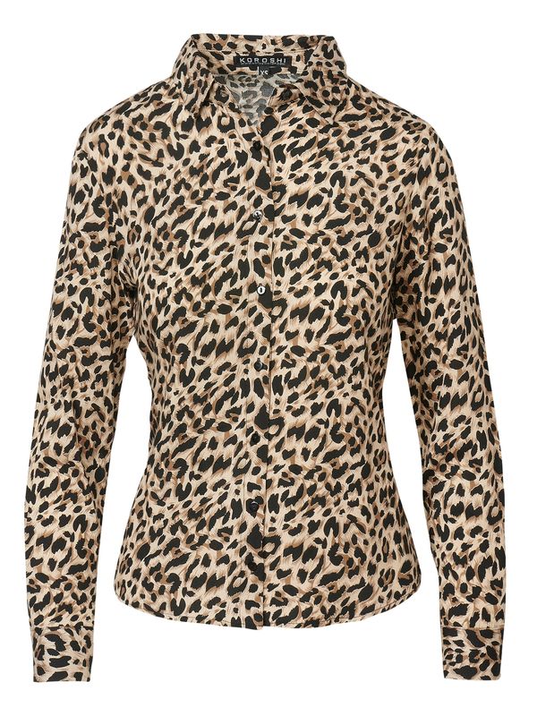 KOROSHI KOROSHI Блуза  кафяво / черно
