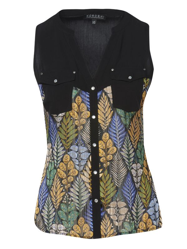 KOROSHI KOROSHI Блуза  морскосиньо / светлосиво / тръстиково зелено / оранжево