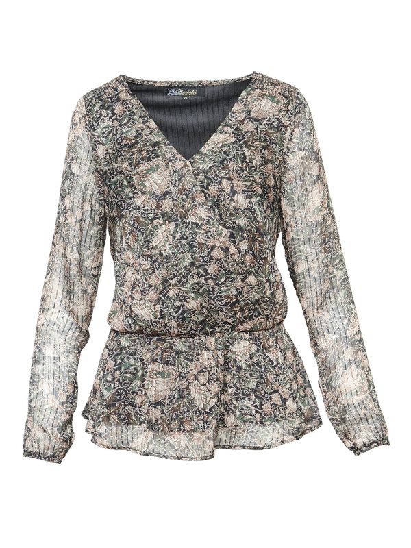 KOROSHI KOROSHI Блуза  нейви синьо / кафяво / зелено / бяло