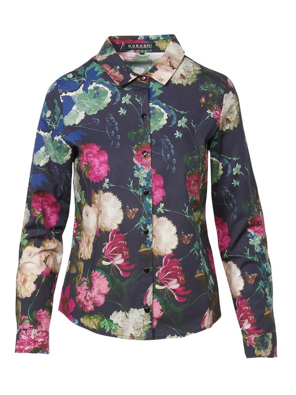 KOROSHI KOROSHI Блуза  нейви синьо / каки / розово / мръсно бяло