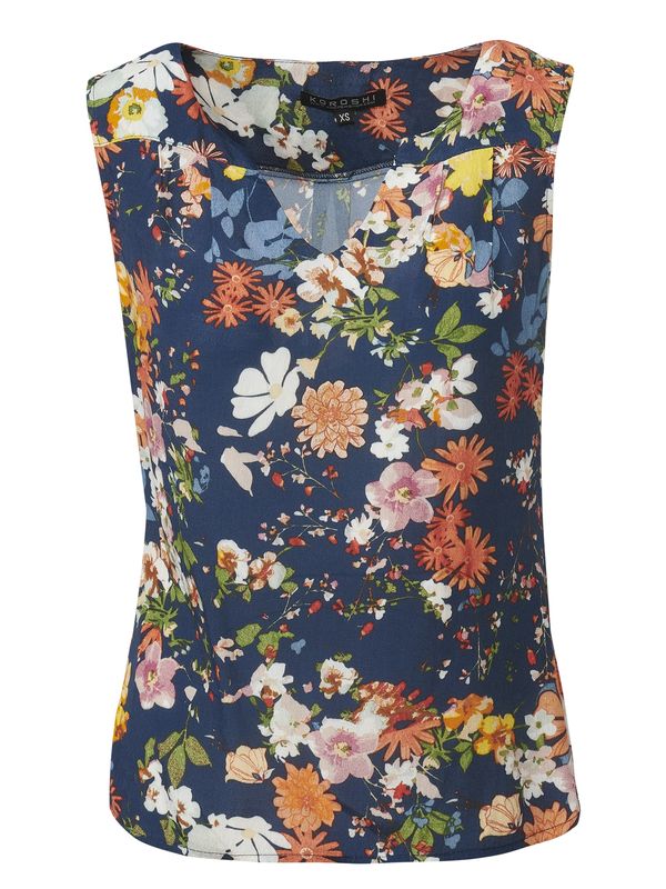 KOROSHI KOROSHI Блуза  нейви синьо / оранжево / бледорозово / бяло