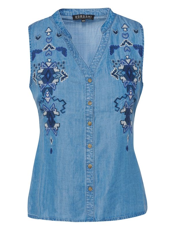 KOROSHI KOROSHI Блуза  синьо / нощно синьо / бяло