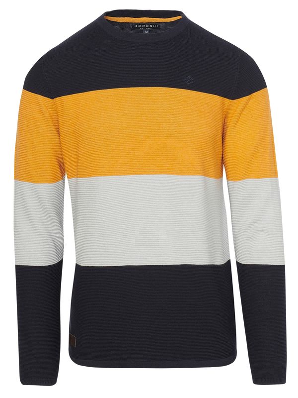 KOROSHI KOROSHI Пуловер  нейви синьо / светлосиво / оранжево