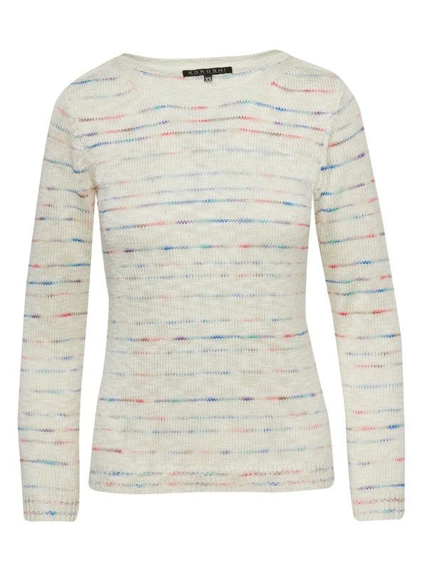 KOROSHI KOROSHI Пуловер  синьо / кафяво / розово / мръсно бяло