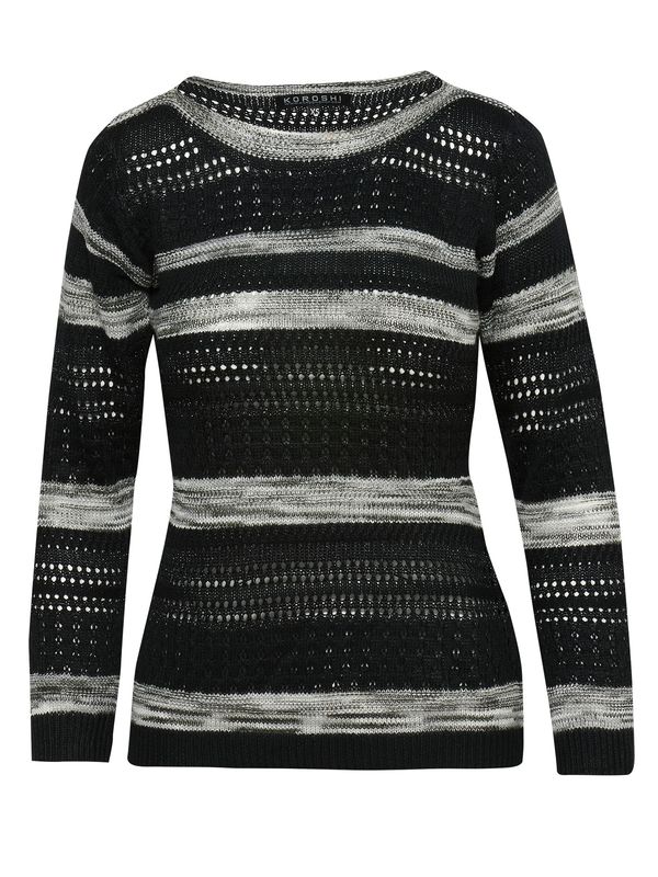 KOROSHI KOROSHI Пуловер  сиво / черно / бяло
