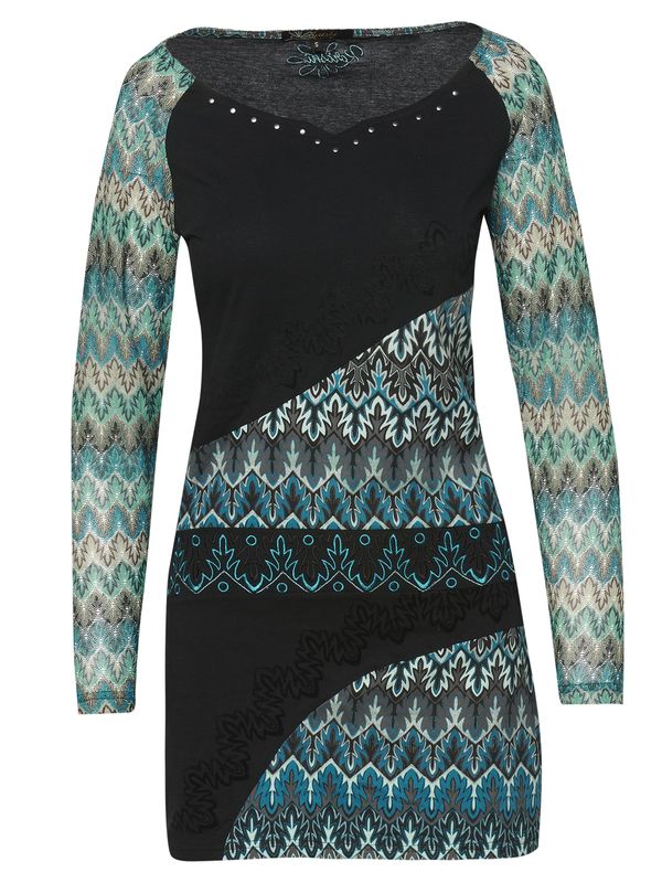 KOROSHI KOROSHI Рокля  синьо / аквамарин / смарагдово зелено / черно / бяло