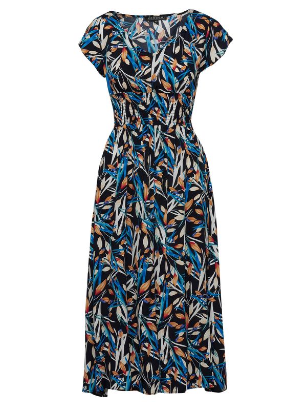 KOROSHI KOROSHI Рокля  синьо / коняк / черно / бяло