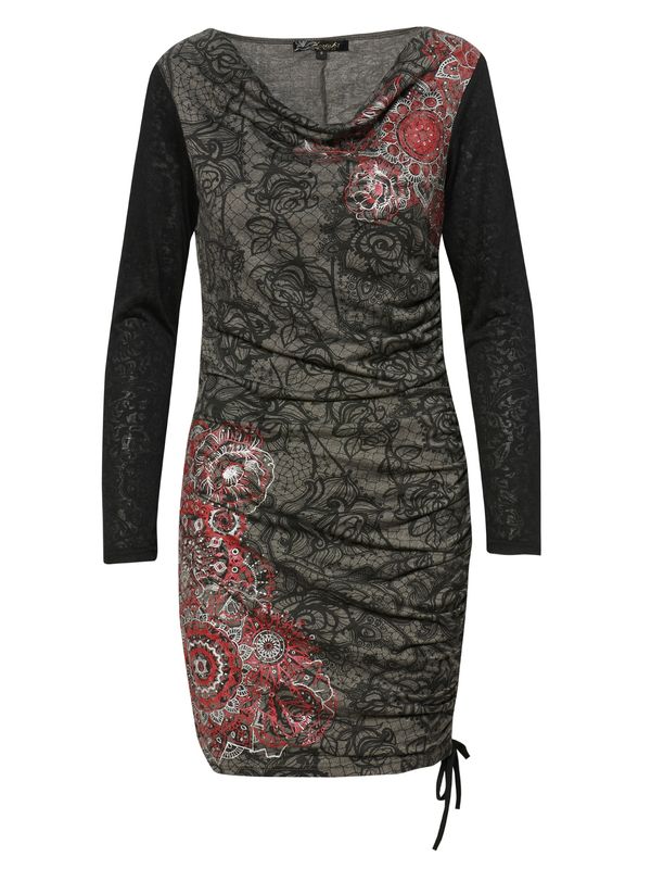 KOROSHI KOROSHI Рокля  сиво / червено / черно / бяло