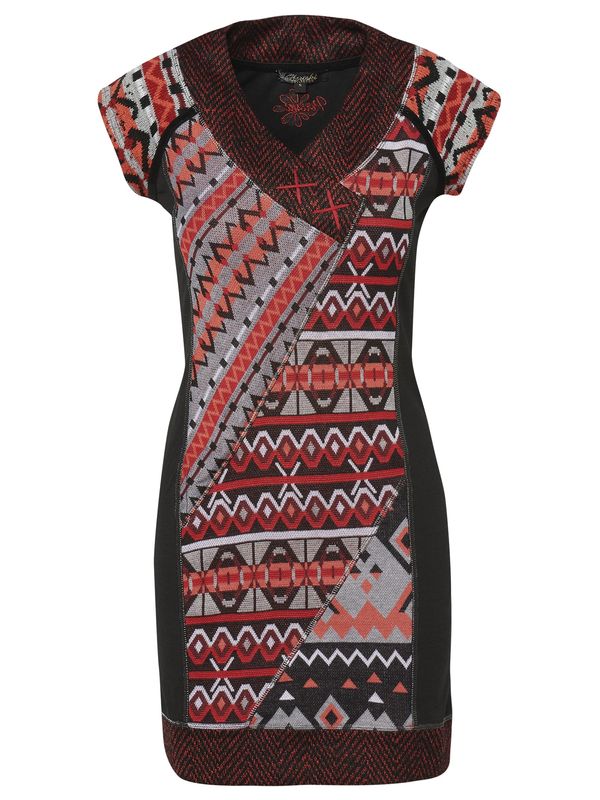 KOROSHI KOROSHI Рокля  светлосиво / оранжево / червено / черно / бяло