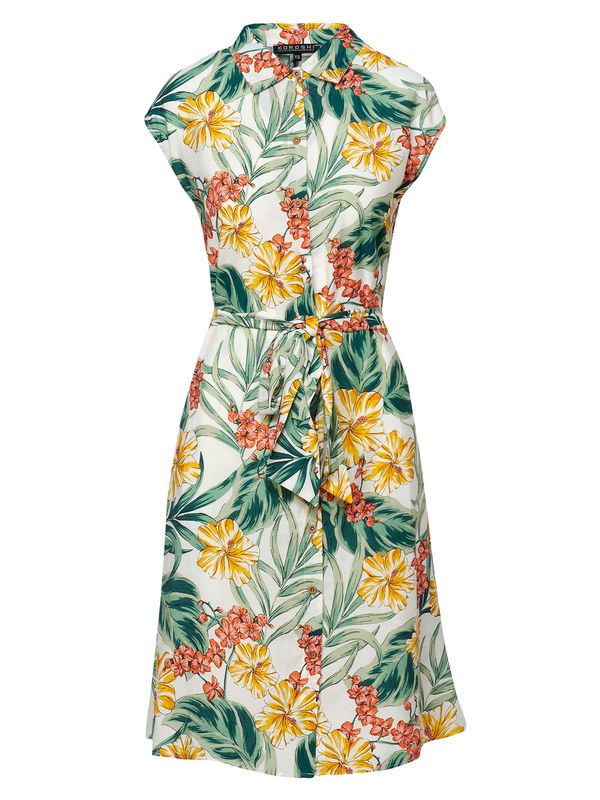 KOROSHI KOROSHI Рокля тип риза  жълто / зелено / оранжево / бяло