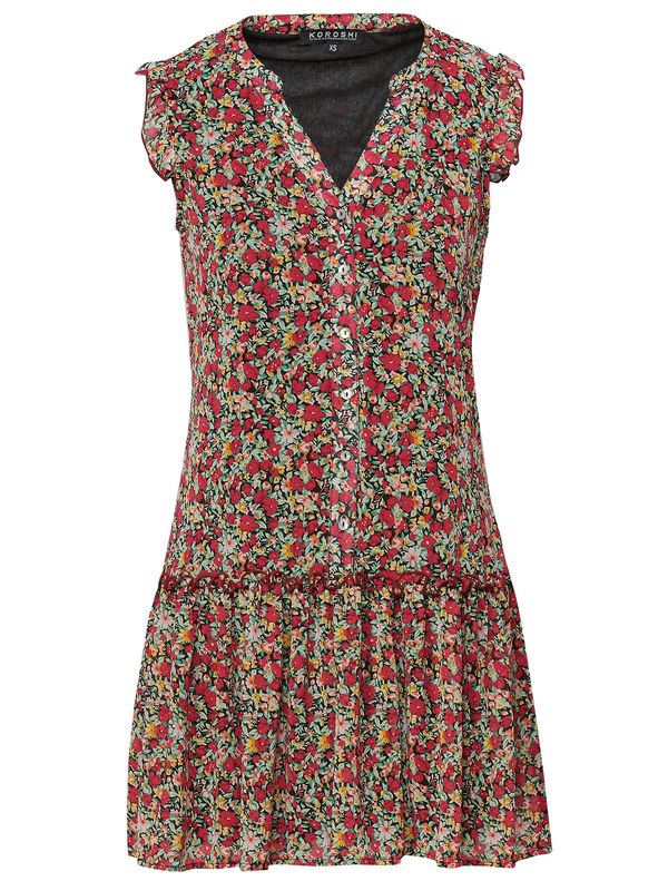KOROSHI KOROSHI Рокля тип риза  жълто / зелено / розово / бледорозово