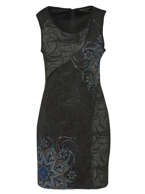 KOROSHI KOROSHI Рокля за коктейл  синьо / антрацитно черно / черно / бяло