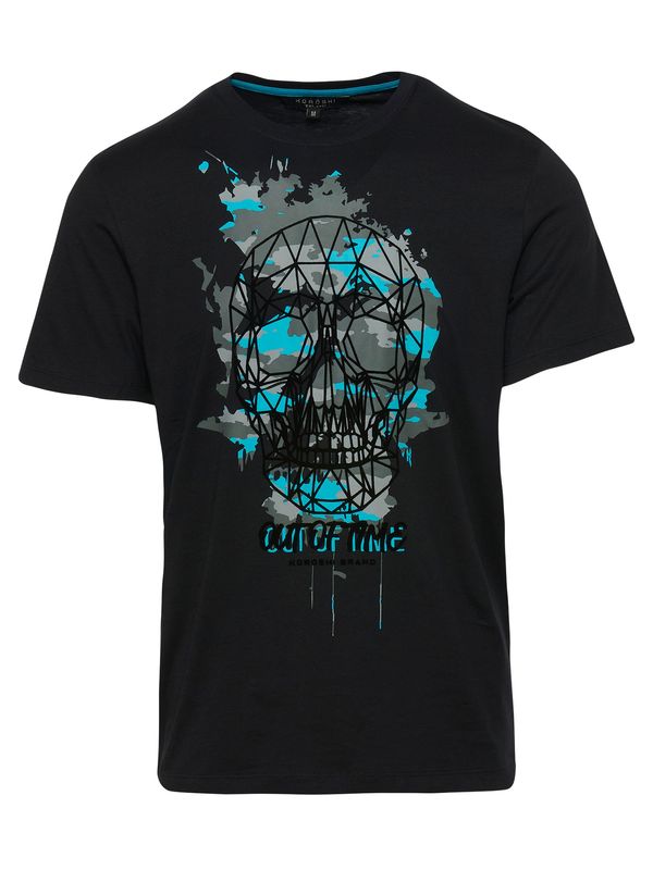 KOROSHI KOROSHI Тениска  аквамарин / сиво / елхово зелено / черно