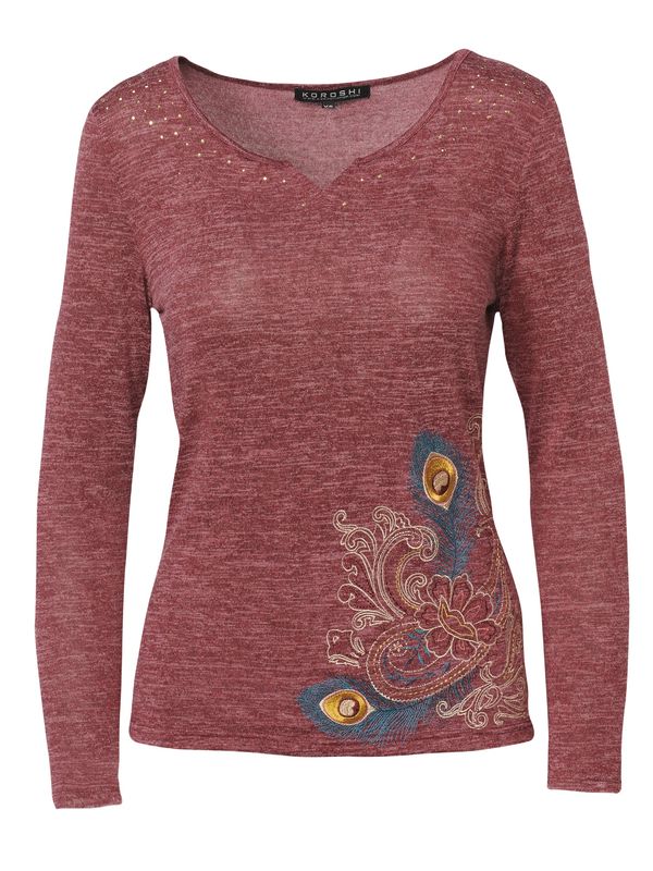 KOROSHI KOROSHI Тениска  бежово / жълто / петрол / тъмночервено