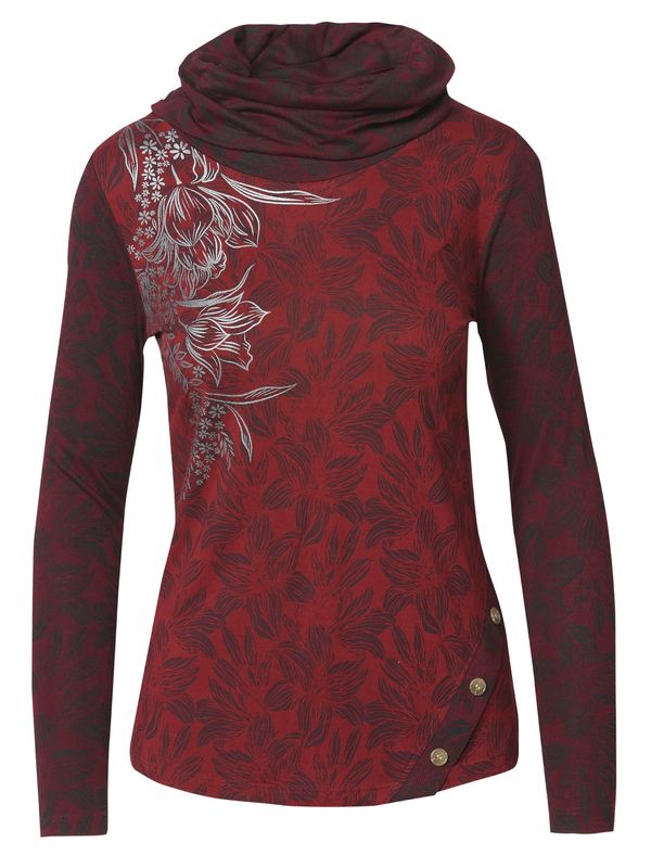 KOROSHI KOROSHI Тениска  бордо / тъмночервено / черно / сребърно