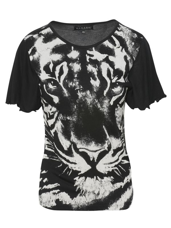 KOROSHI KOROSHI Тениска  черно / бяло