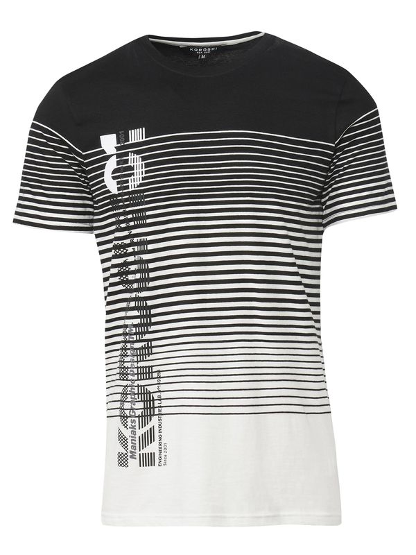 KOROSHI KOROSHI Тениска  черно / мръсно бяло