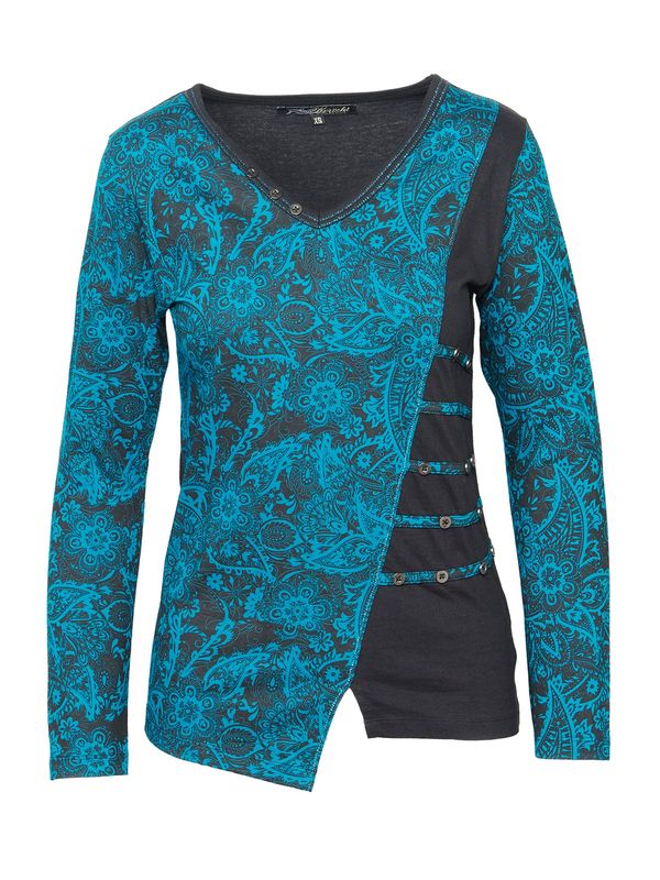 KOROSHI KOROSHI Тениска  циан / антрацитно черно / черно